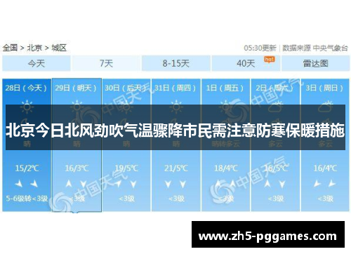 北京今日北风劲吹气温骤降市民需注意防寒保暖措施